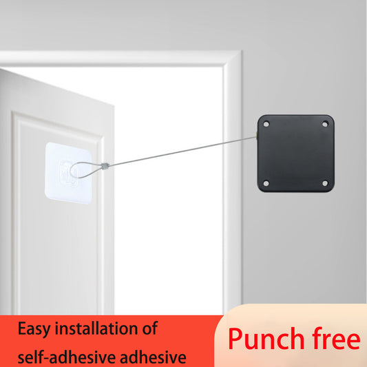 Punch Free Door Closer Household Simple Buffered Door Closer Pull Rope Closed Sliding Door Mute Automatic Door Closer